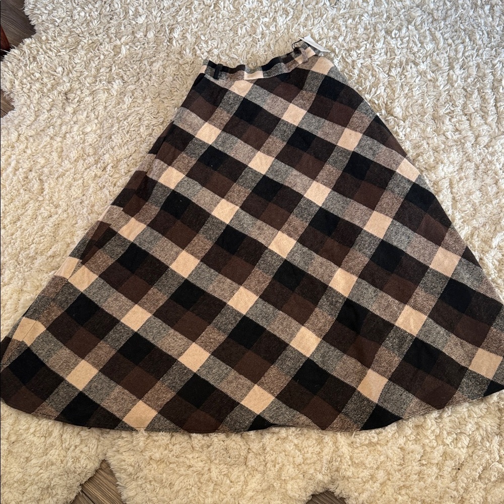 Plaid Wool Maxi Skirt – High Waist Vintage Winter Skirt Handmade size small